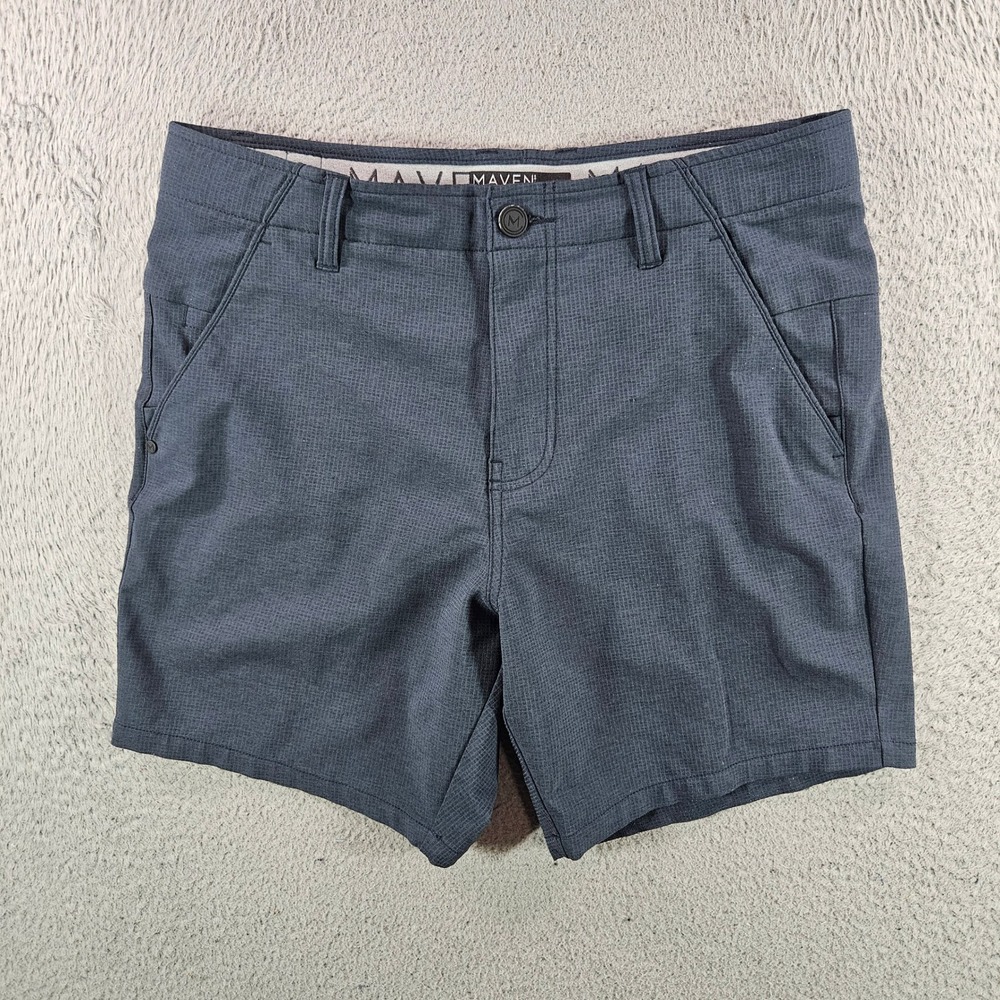 Maven Co-Op Mens Hybrid Shorts 30 Charcoal Grey Grid Stretch 7 Inseam